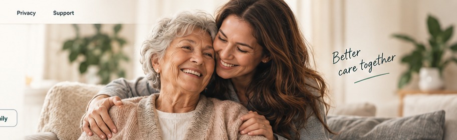 An adult daughter sharing a warm embrace with her older mother